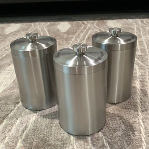 Restoration Hardware stainless steel bathroom jars